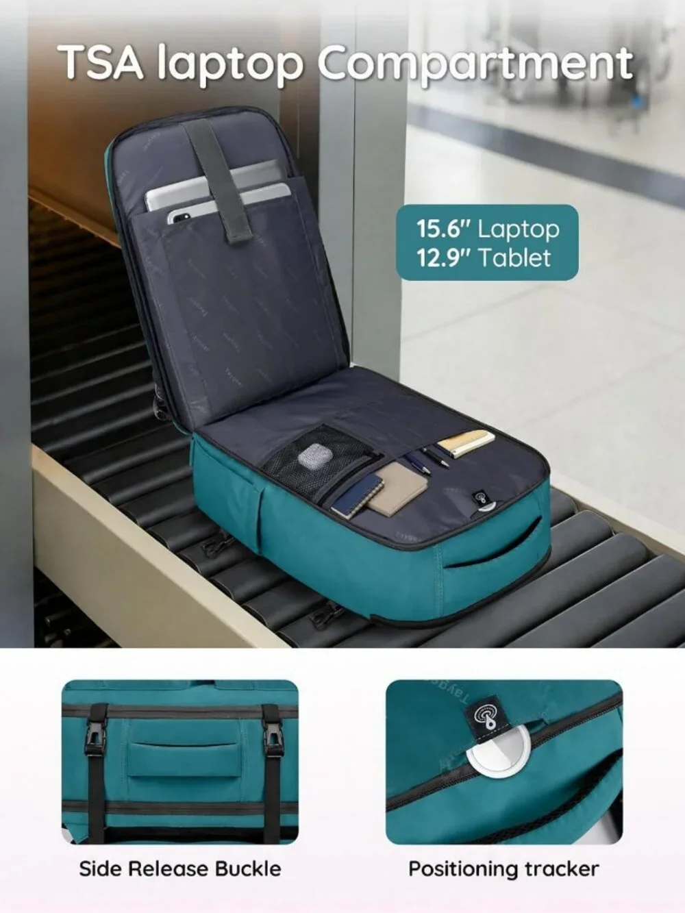 Airline Approved Carry-On Backpack | Women's Travel Weekender Bag, Lightweight